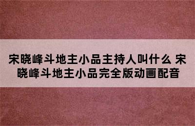 宋晓峰斗地主小品主持人叫什么 宋晓峰斗地主小品完全版动画配音